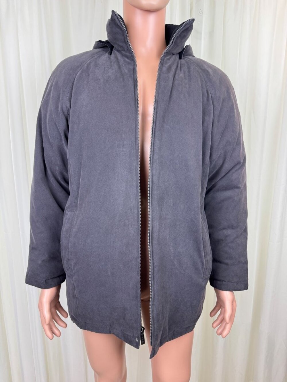 Women's London Fog Down Feather Fill Hooded Coat Jacket Sz MD Reg Charcoal Gray